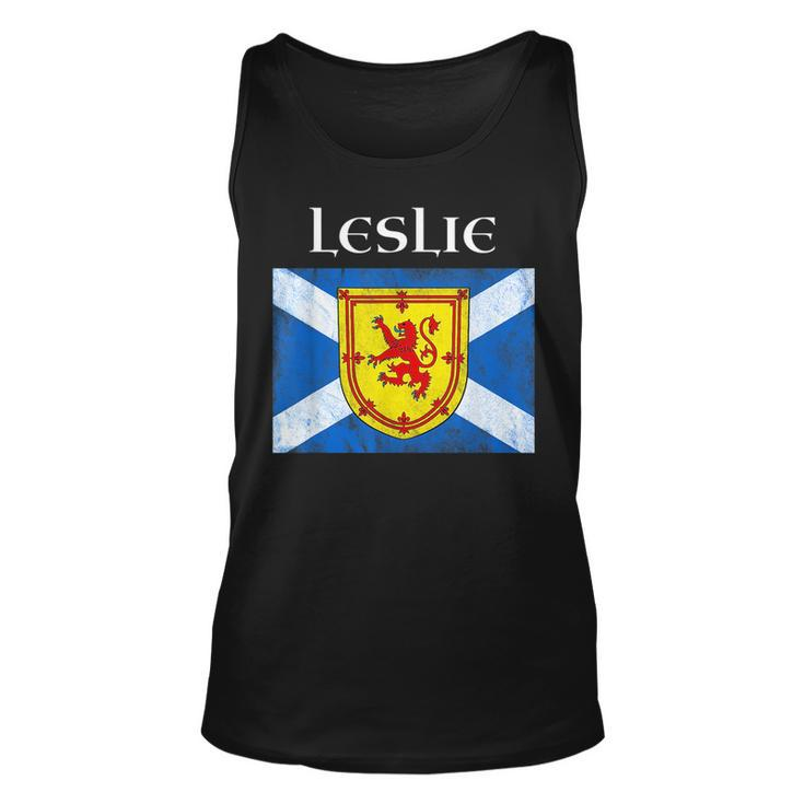 Leslie Scottish Clan Name Gift Scotland Flag Festival Unisex Tank Top