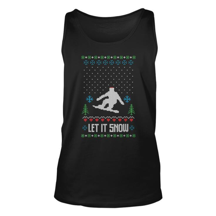 Let It Snow Ugly Christmas Apparel Snowboard Tank Top