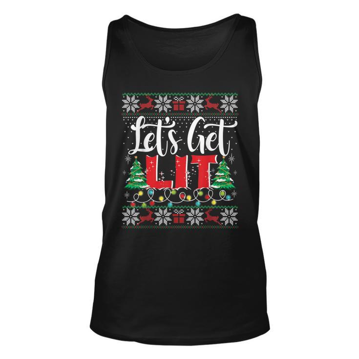 Let's Get Lit Christmas Lights Ugly Sweater Xmas Drinking Tank Top
