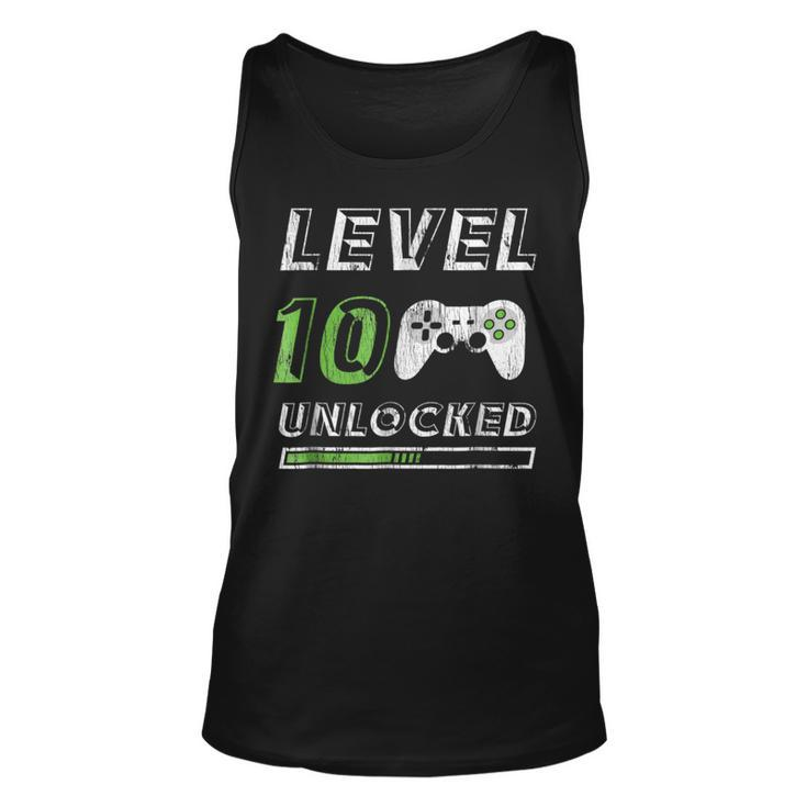 Level 10 Unlocked 10 Year Old Gamer Funny Birthday Unisex Tank Top