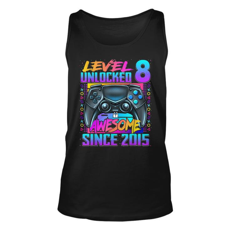 Level 8 Unlocked Awesome Since 2015 8Th Birthday Gaming Kids Tank Top