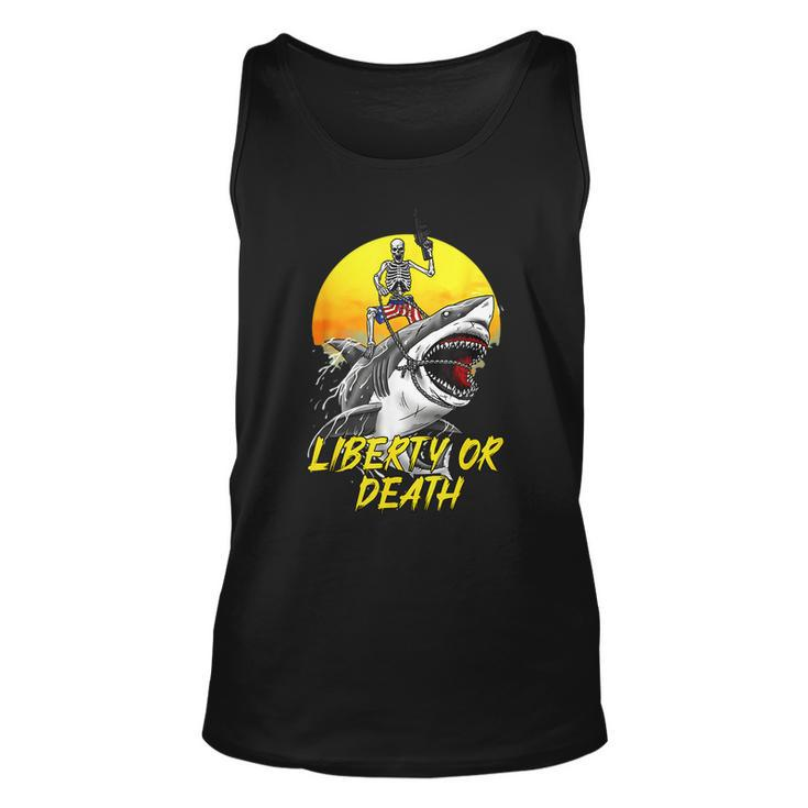 Liberty Or Death Vintage Skeleton Shark Patriotic Proud  Unisex Tank Top
