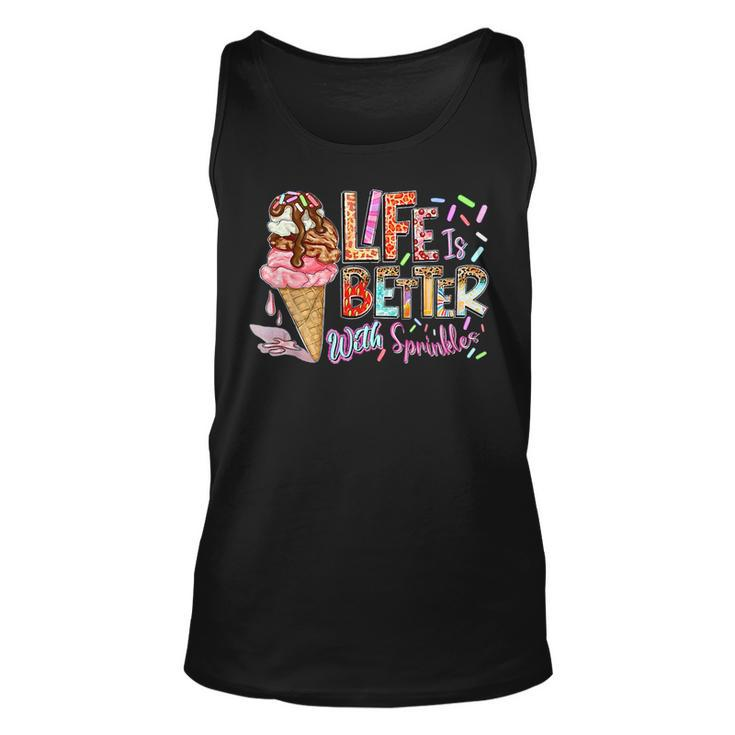 Life Is Better With Sprinkles Ice Cream Summer Vibes Holiday Tank Top