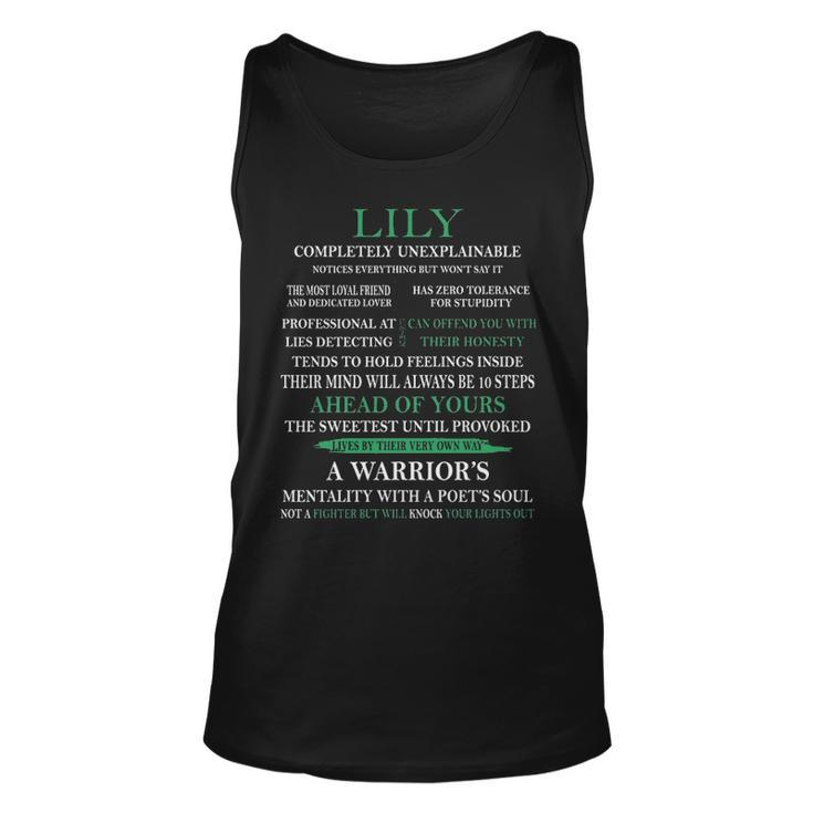 Lily Name Gift Lily Completely Unexplainable Unisex Tank Top