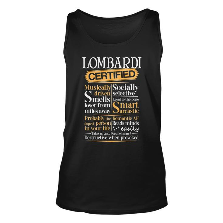 Lombardi Name Gift Certified Lombardi Unisex Tank Top