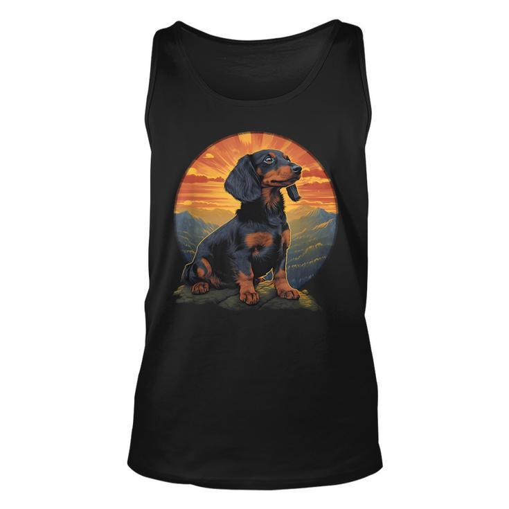 Long Haired Dachshund Pet Lover Retro Vintage Unisex Tank Top
