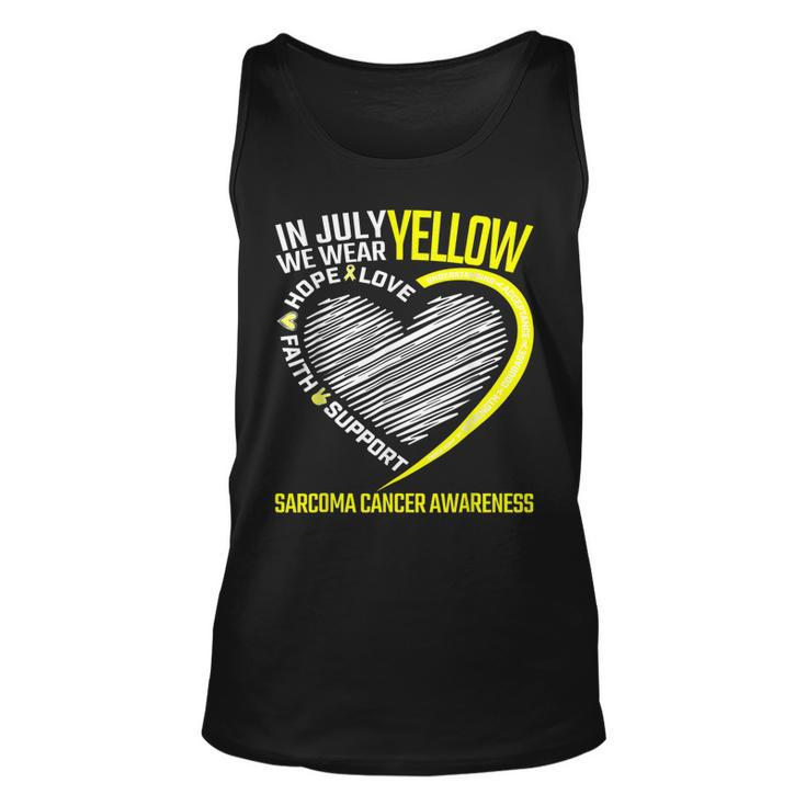 Love Hope Faith July We Wear Yellow Sarcoma Cancer Awareness Tank Top