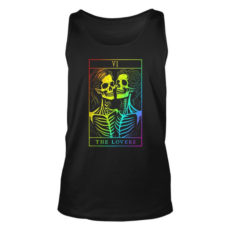 The Lovers Tarot Card Occult Goth Lesbian Skeleton Halloween Tank Top