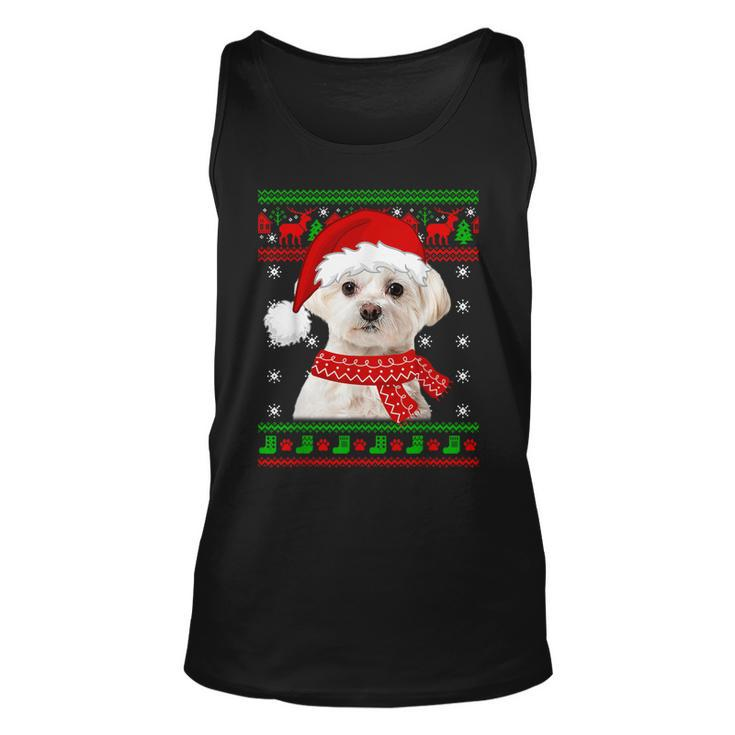 Maltese Dog Ugly Sweater Christmas Puppy Dog Lover Tank Top