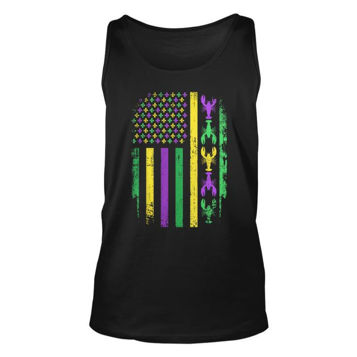 Mardi Gras Us American Flag With Crawfish New Orleans Tank Top
