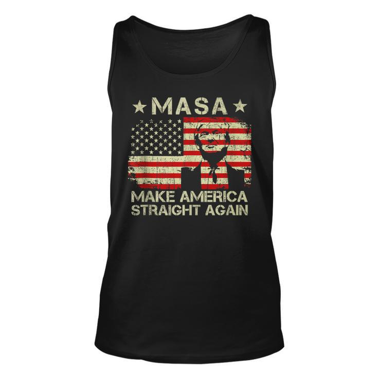Masa Make America Straight Again Trump American Flag Unisex Tank Top
