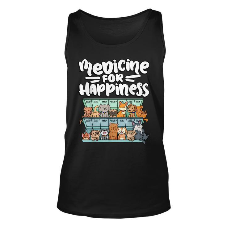 Medicine For Happiness Pill Box Animals Dog Breeds Puppies  Unisex Tank Top