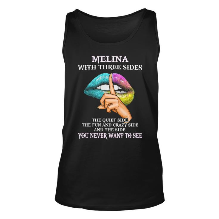 Melina Name Gift Melina With Three Sides Unisex Tank Top