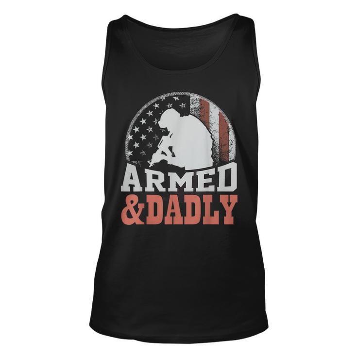 Men Armed And Dadly Funny Father Gifts For Fathers Day  Unisex Tank Top