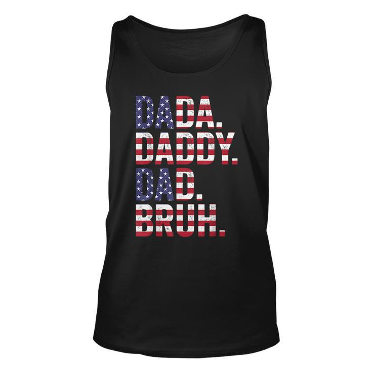 Men Dada Daddy Dad Funny Flag Usa 4Th July Fathers Day  Unisex Tank Top