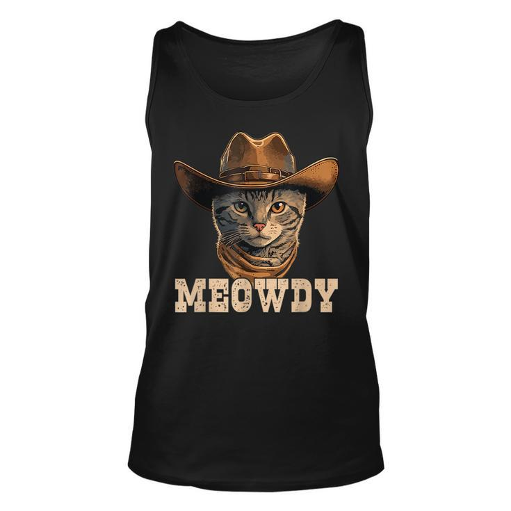 Meowdy Funny Country Cat Cowboy Hat Cat Howdy  Unisex Tank Top
