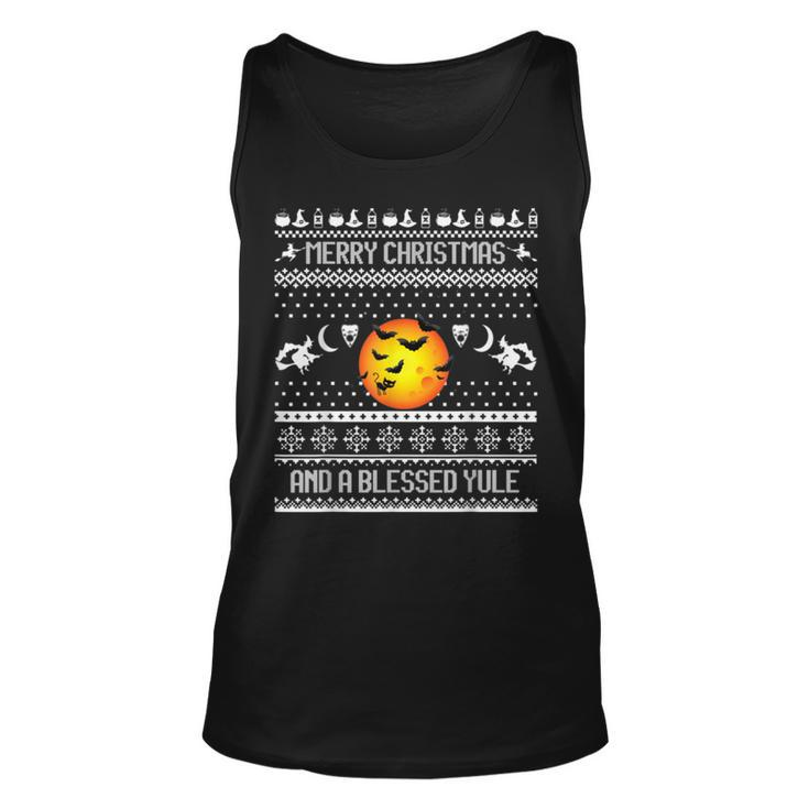 Merry Christmas And A Blessed Yule Ugly Christmas Sweaters Tank Top