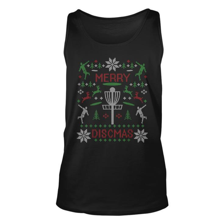 Merry Discmas Disc Golf Ugly Christmas Sweater Party Tank Top