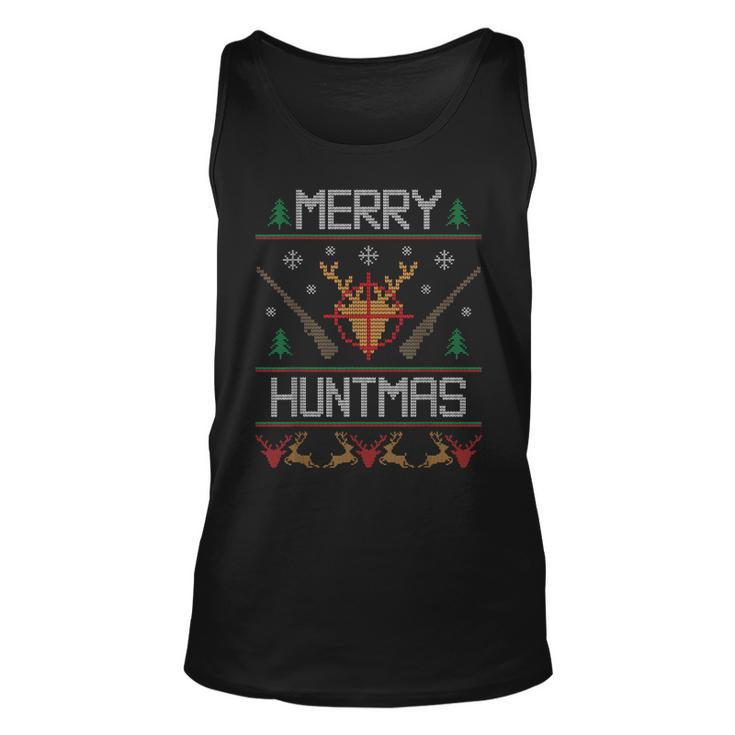 Merry Huntmas Hunting Ugly Christmas Sweater For Deer Hunter Tank Top