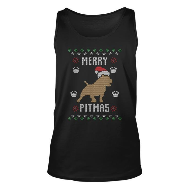 Merry Pitmas Ugly Christmas Sweater Pit Bull Lovers Tank Top