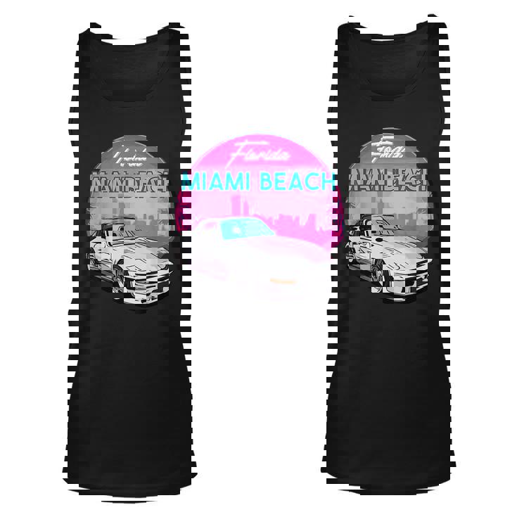 Miami Beach Florida Miami Palm Trees And Vintage Car Florida & Merchandise Tank Top