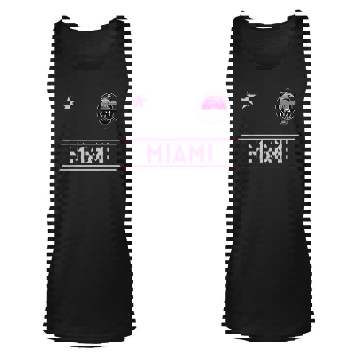 Miami Palm Tree Sunset Mini Pink Badge - Designer Edition Unisex Tank Top