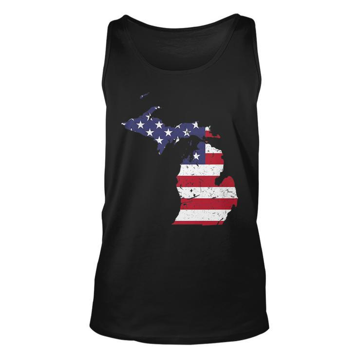 Michigan Map State American Flag  4Th Of July Pride  Unisex Tank Top