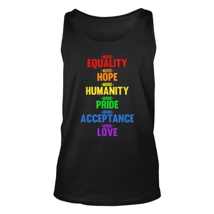 More Equality More Love  Human Rights Blm Lgbtq  Unisex Tank Top
