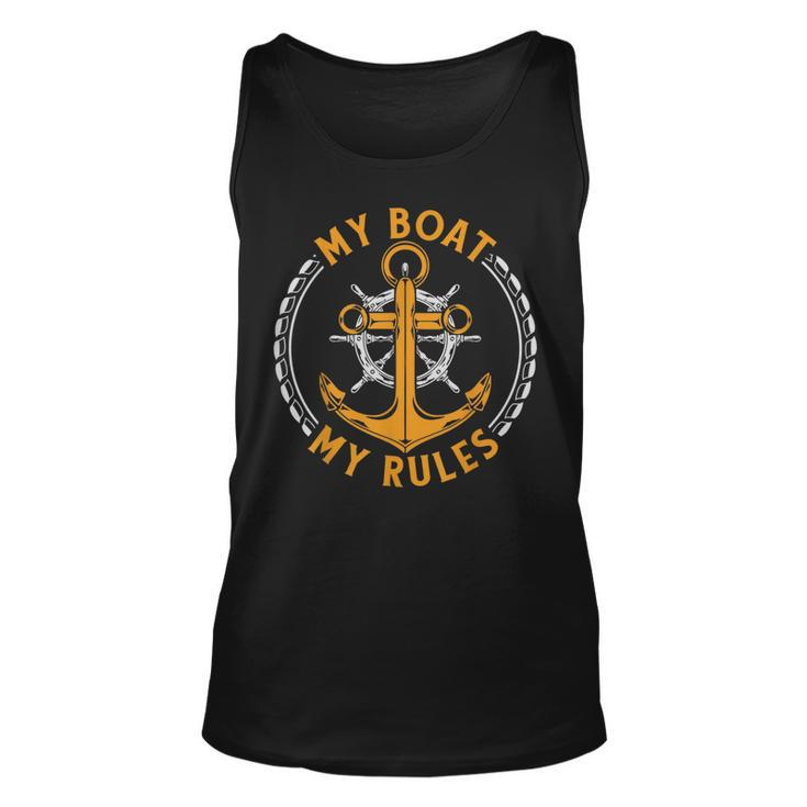 My Boat My Rules Funny Sailor Anchor Sring Wheel Sailing  Unisex Tank Top