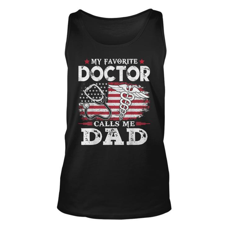 My Favorite Doctor Calls Me Dad Usa Flag Vitage Father Day  Unisex Tank Top