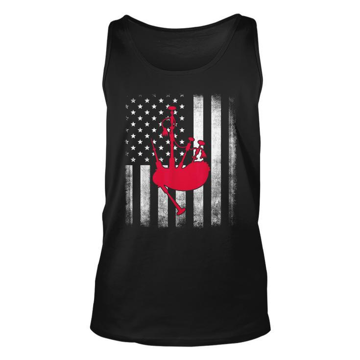 National Us Flag American Bagpipe Vintage Highland Pipes  Unisex Tank Top