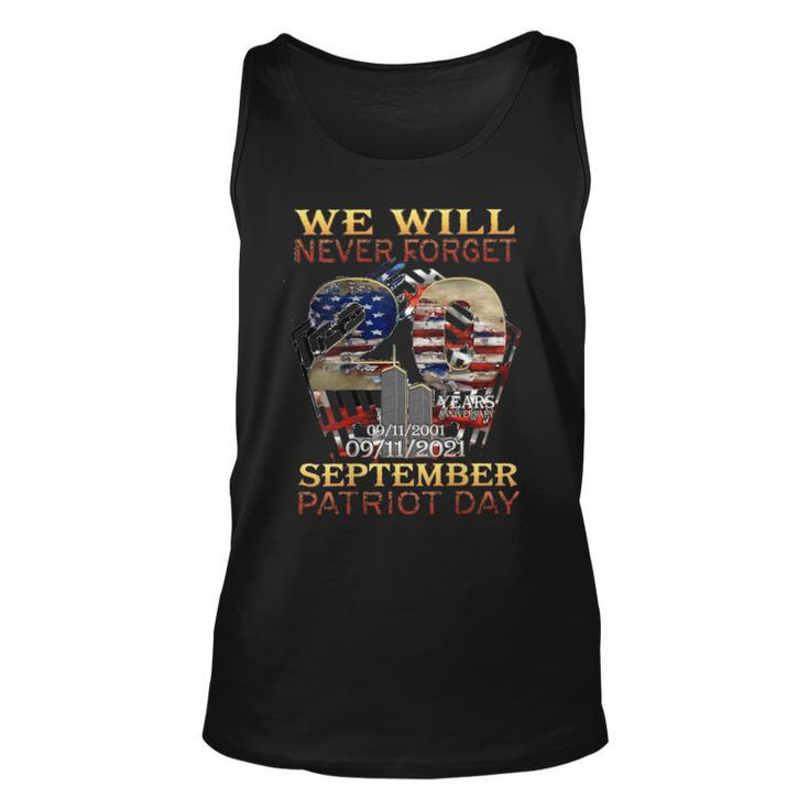 Never Forget Day Memorial 20Th Anniversary 911 Patriotic  Unisex Tank Top