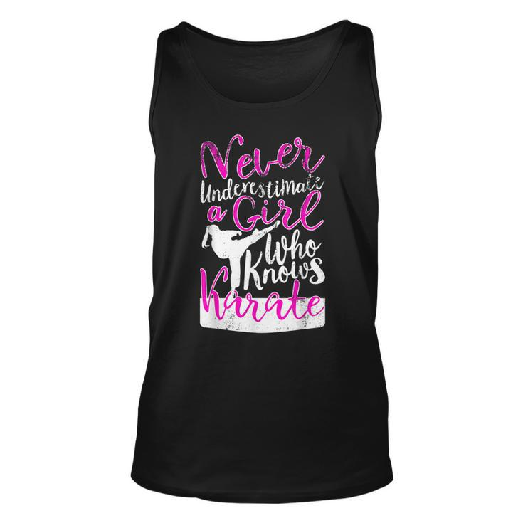 Never Underestimate A Girl Who Knows Karate Gift For Girls Unisex Tank Top