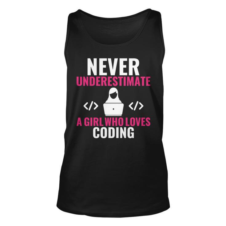 Never Underestimate A Girl Who Loves Coding Software Unisex Tank Top