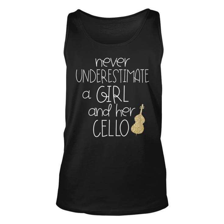 Never Underestimate A Girl With A Cello T  Cello Gift Unisex Tank Top