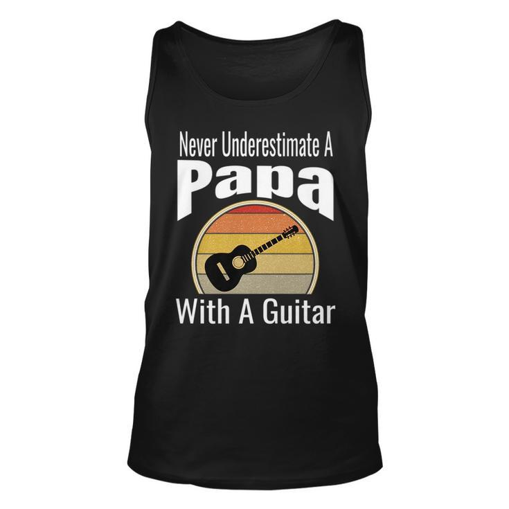 Never Underestimate A Papa With A Guitar Funny Retro Music Unisex Tank Top