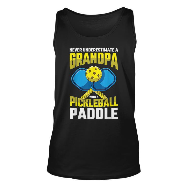 Never Underestimate A Pickleball Grandpa Player Funny Gift For Mens Unisex Tank Top