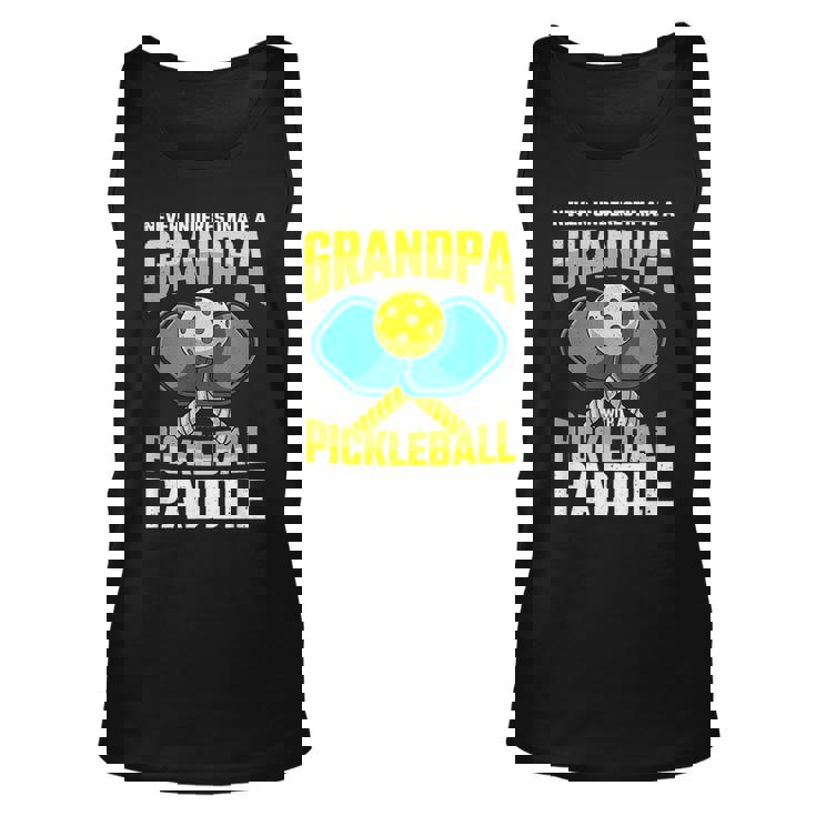 Never Underestimate A Pickleball Grandpa Player Vintage Gift For Mens Unisex Tank Top