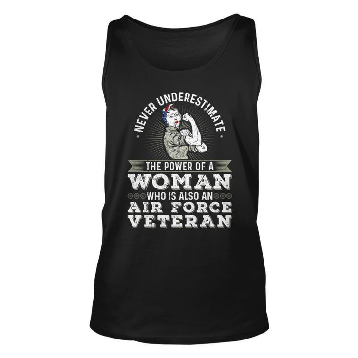 Never Underestimate A Woman Air Force Veteran Soldier Unisex Tank Top