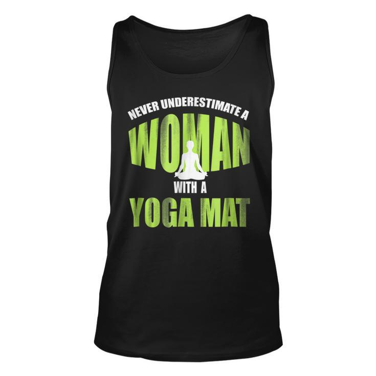 Never Underestimate A Woman With A Yoga Mat Funny Unisex Tank Top