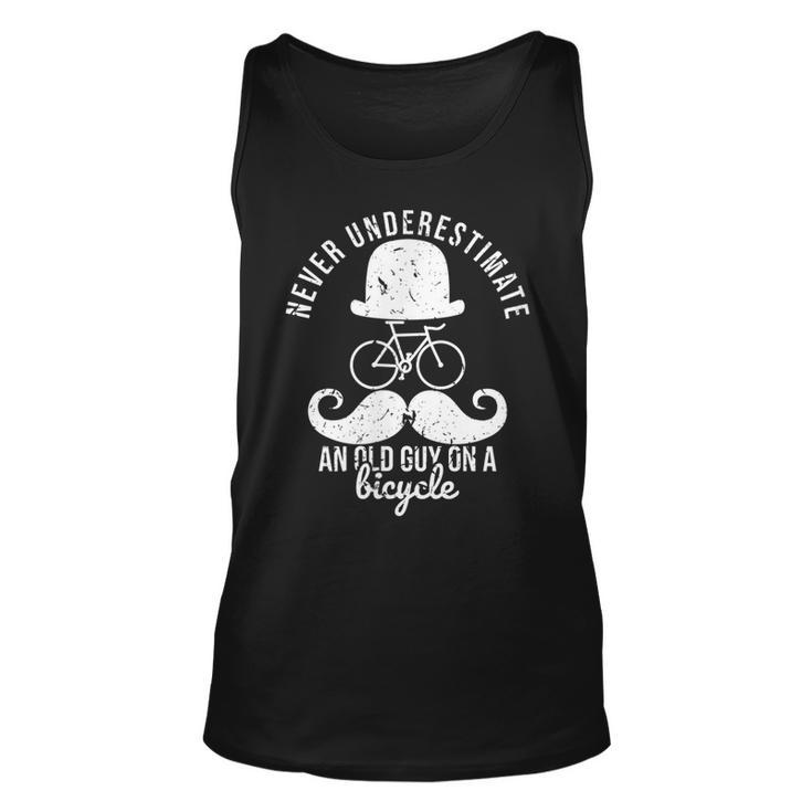 Never Underestimate An Old Guy On A Bicycle Cycling Grandpa Unisex Tank Top