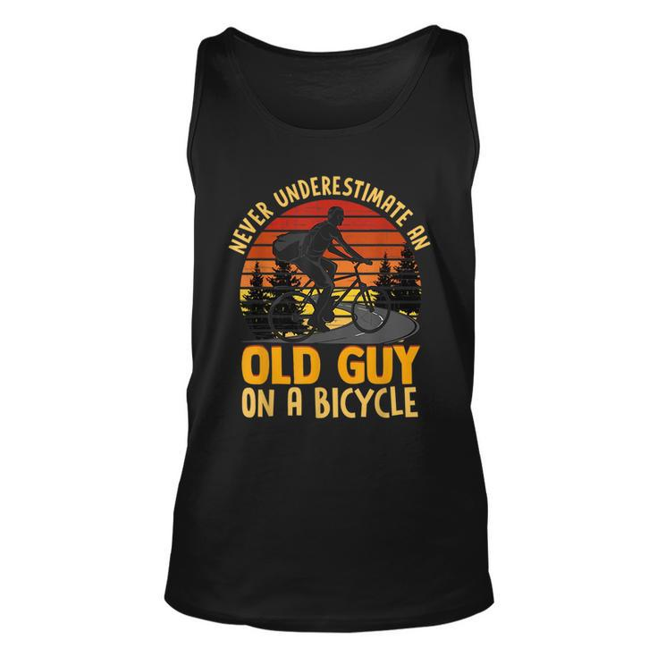 Never Underestimate An Old Guy On A Bicycle Vintage Cycling Unisex Tank Top
