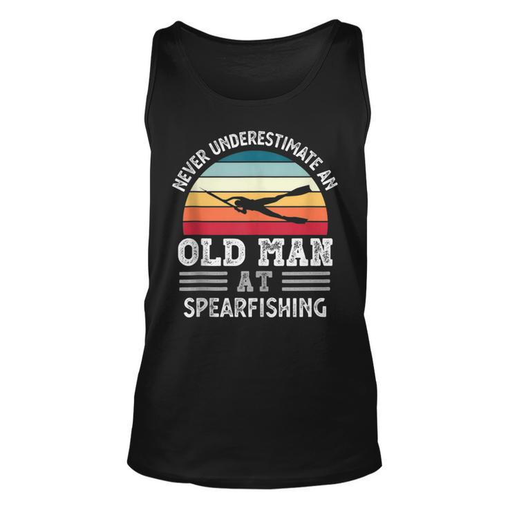 Never Underestimate An Old Man At Spearfishing Fathers Day Gift For Mens Unisex Tank Top