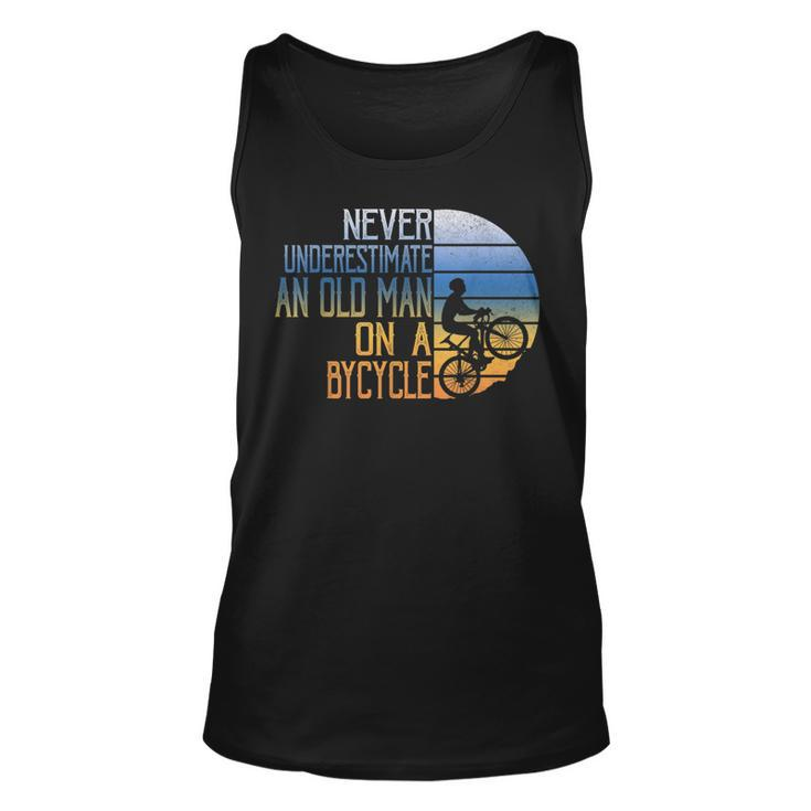 Never Underestimate An Old Man Road Bike Gift For Mens Unisex Tank Top