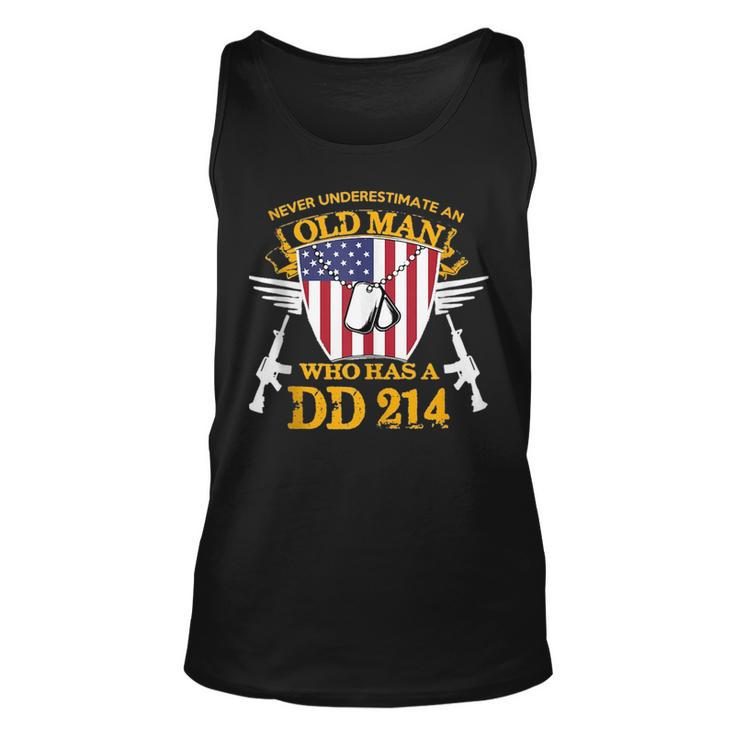 Never Underestimate An Old Man Who Has A Dd214 Alumni Gift Unisex Tank Top