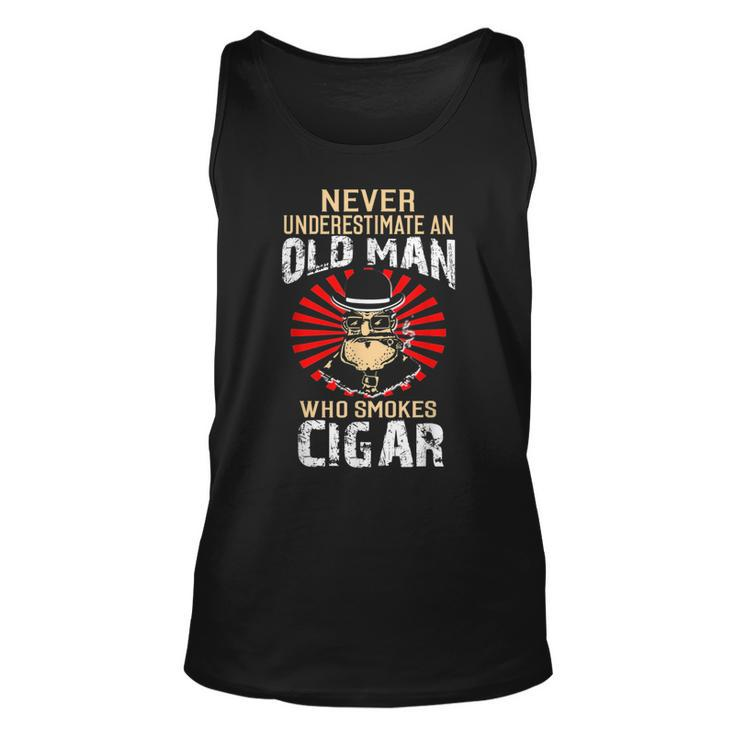 Never Underestimate An Old Man Who Smokes Cigar Unisex Tank Top