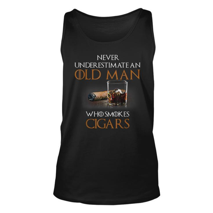 Never Underestimate An Old Man Who Smokes Cigars S Gift For Mens Unisex Tank Top