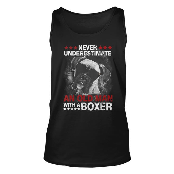 Never Underestimate An Old Man With A Boxer Unisex Tank Top