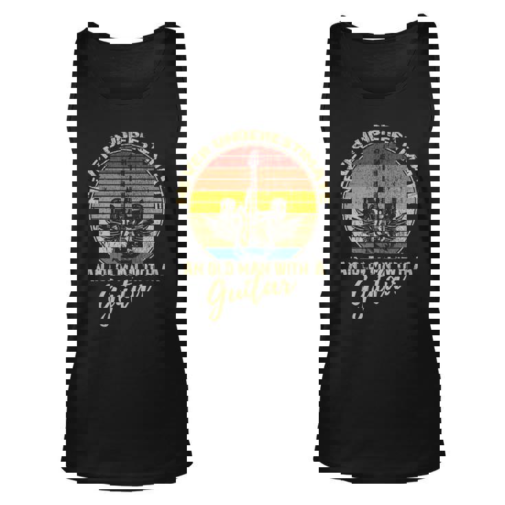 Never Underestimate An Old Man With A Guitar Player Vintage Unisex Tank Top