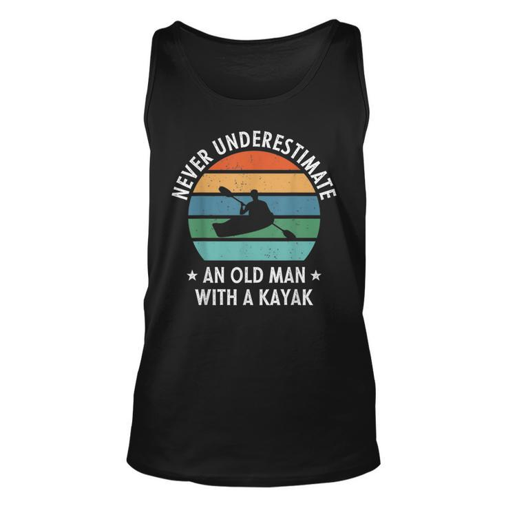 Never Underestimate An Old Man With A Kayak Retro Vintage Unisex Tank Top